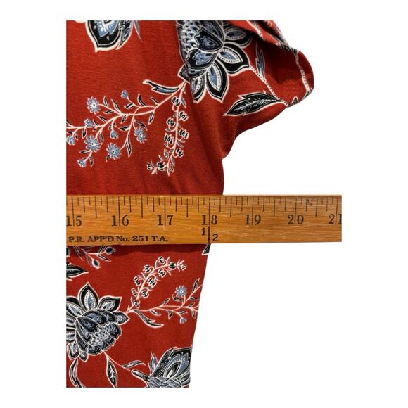 J Jill Wearever Collection Dress Women Small Red Blue White Floral Shift Pockets - Picture 8 of 13